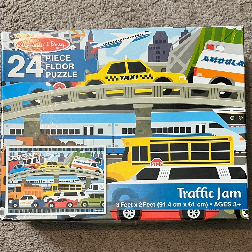 Melissa & Doug Traffic Jam 24-Piece Floor Puzzle - Yellow